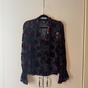 PAIGE Dark Floral Long Sleeve Blouse